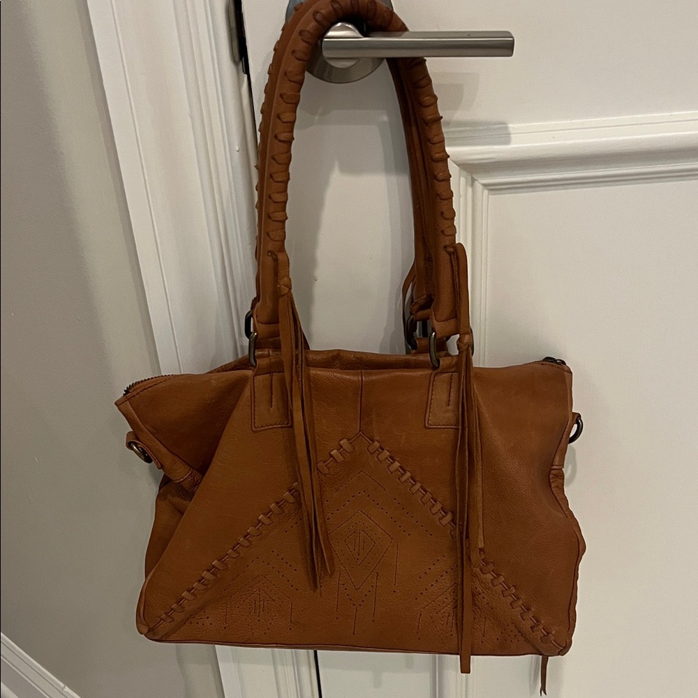 Day + Moon Brown Leather Shoulder Bag